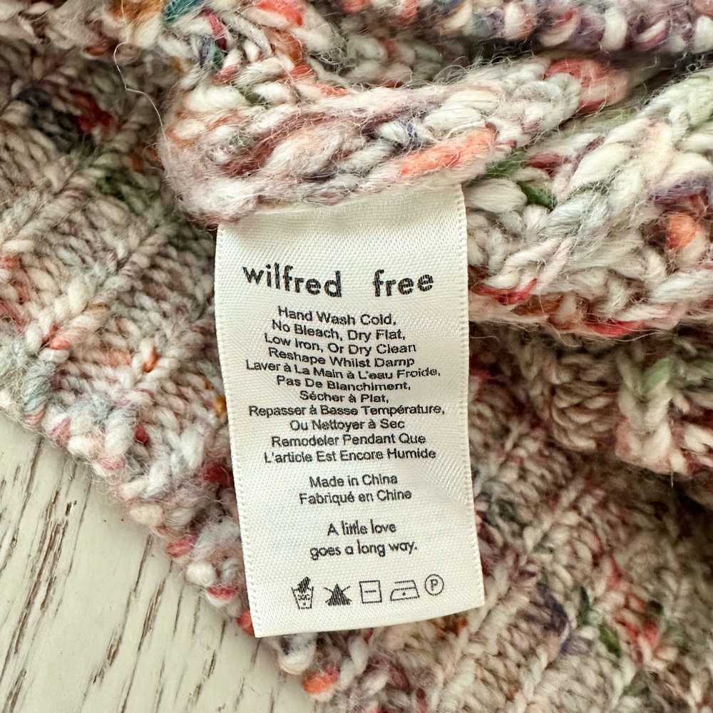 ARITZIA | WILFRED FREE RETROGRADE MULTI COLOR RAINBOW YARN GRANDPA KNIT SWEATER - Picture 10 of 14